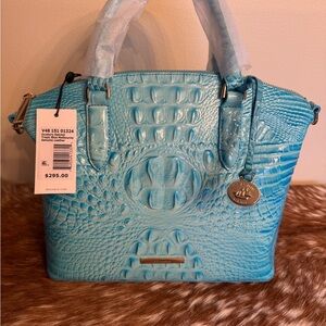 Brahmin Aqua Crocodile Embossed Satchel